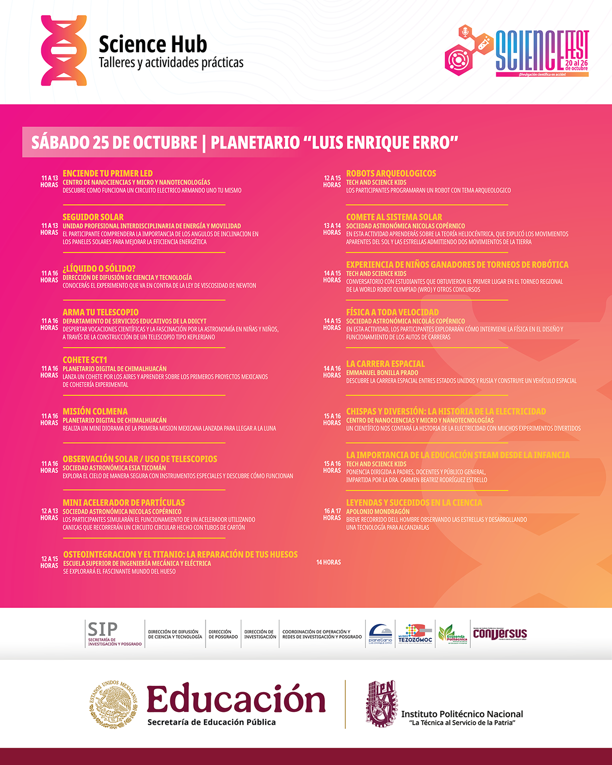 programa 25 de octubre plee