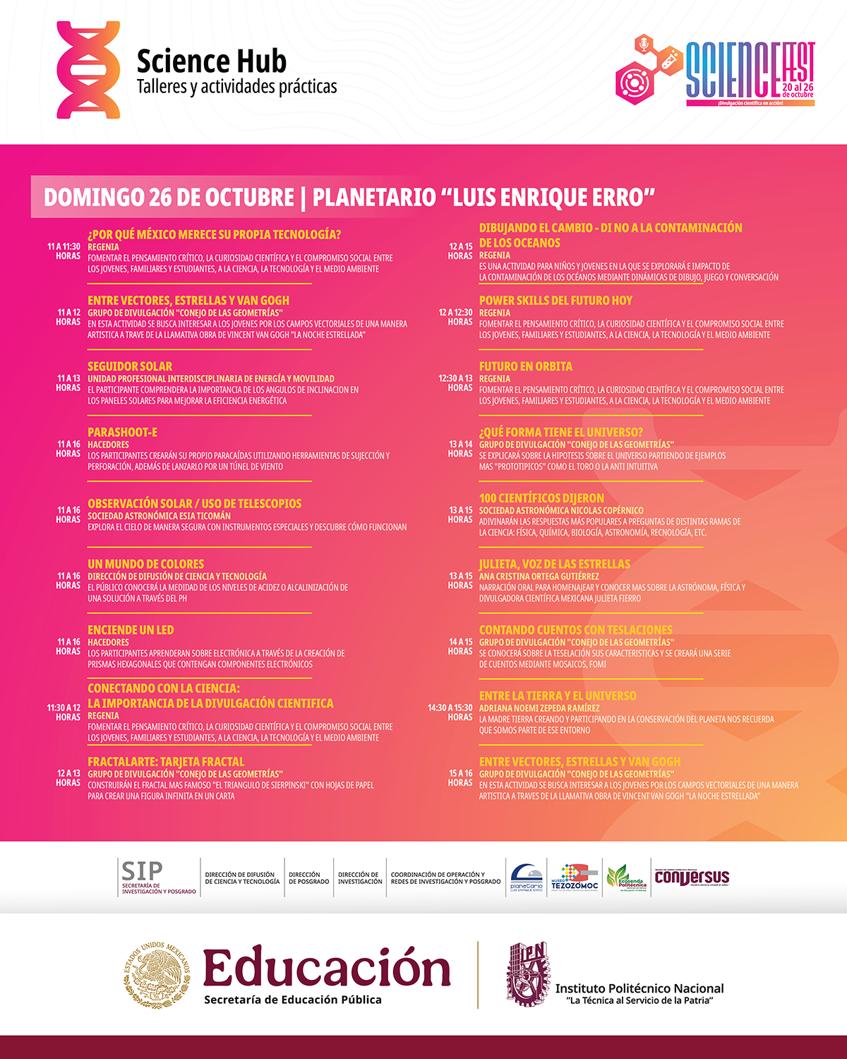 programa 26 de octubre plee