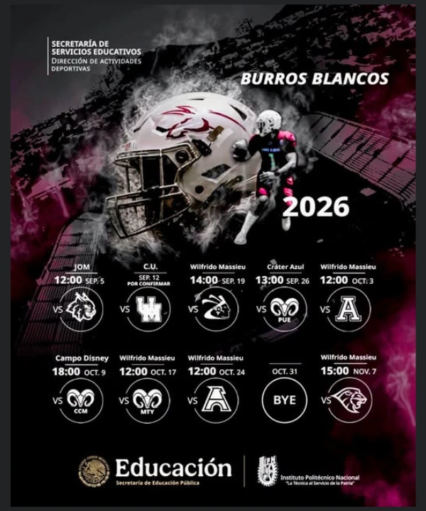 Calendario Liga Mayor Burros Blancos