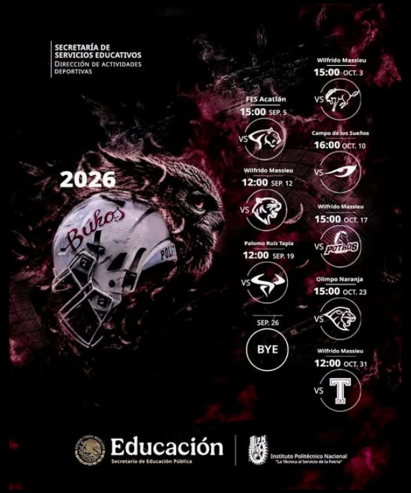 Calendario Liga Mayor Búhos Guinda