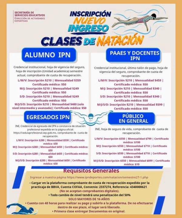 Convocatoria Natación