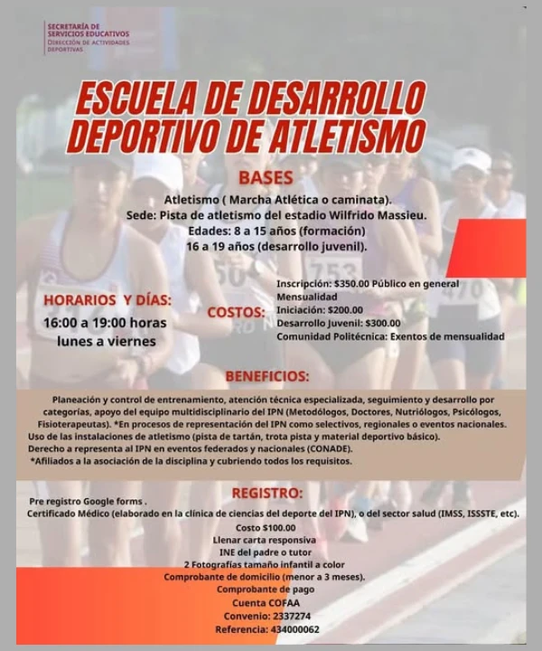 Escuela de desarrollo deportivo de Atletismo