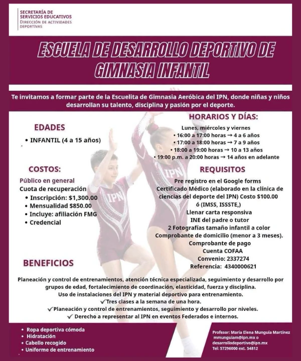 Escuela de desarrollo deportivo de Gimnasia Infantil