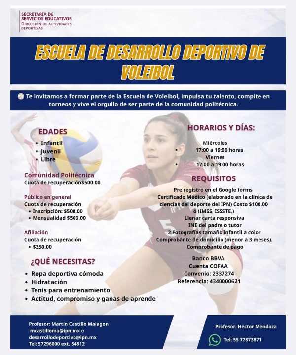 Escuela de desarrollo deportivo de Voleibol