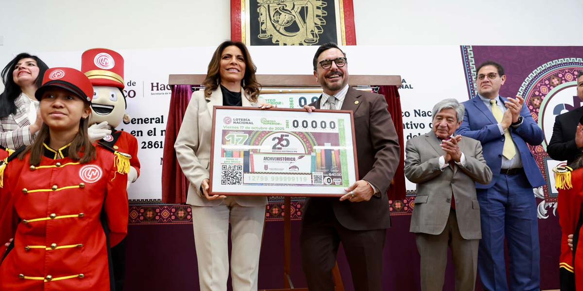 Firman convenio IPN y Lotería Nacional; develan billete para conmemorar Archivo Histórico politécnico
