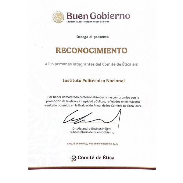 Secretaría Anticorrupción reconoce a Comité de Ética del IPN